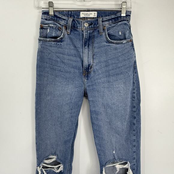 Abercrombie Fitch Ankle Straight Ultra High Rise Jeans size 26/2 Destroyed Denim - Picture 3 of 11